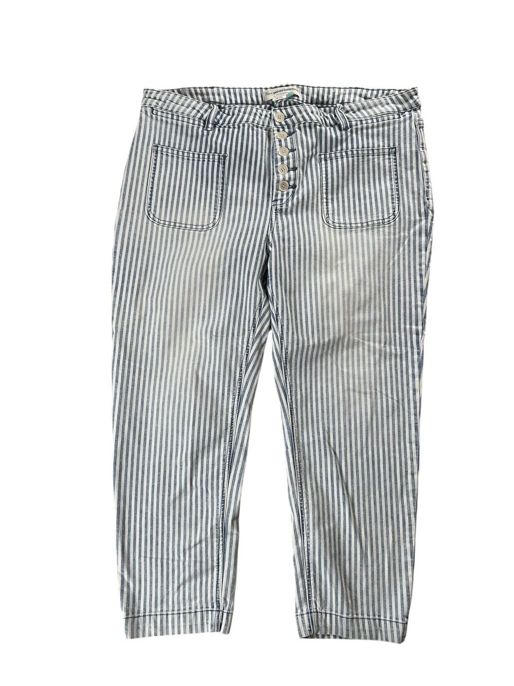 Pilcro By Anthropologie Pants Womens 18W Blue Striped Ankle Stretch Pockets